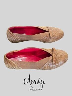 Amalfi by Rangoni Vintage Leather Slip On Viper Loafer Flat Shoes Womens 9.5 M
